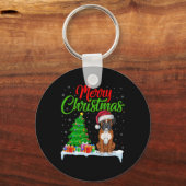 Boxer Dog kerstboomverlichting Funny Xmas Boxer D Sleutelhanger (Voorkant)
