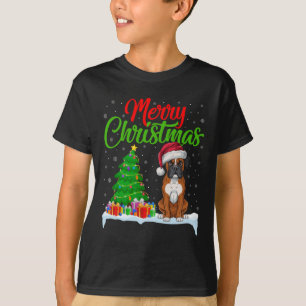 Boxer Dog kerstboomverlichting Funny Xmas Boxer D T-shirt