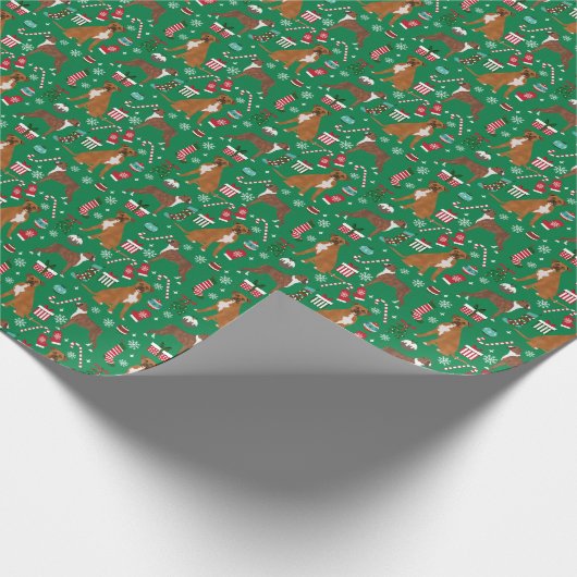 Boxer Dog kerstfeestdag Cadeaupapier (Hoek)
