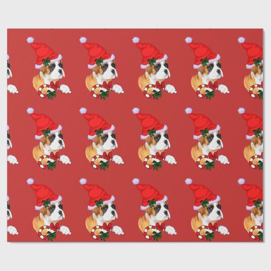 Boxer Dog Kerstmis Cadeaupapier (Vlak)