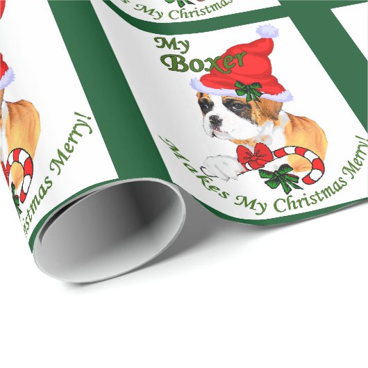Boxer Dog Kerstmis Cadeaupapier (Rol Hoek)