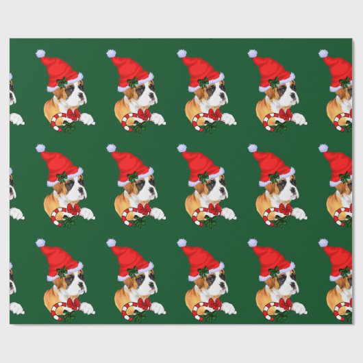 Boxer Dog Kerstmis Cadeaupapier (Vlak)