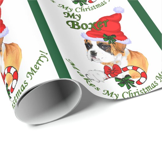 Boxer Dog Kerstmis Cadeaupapier (Rol Hoek)