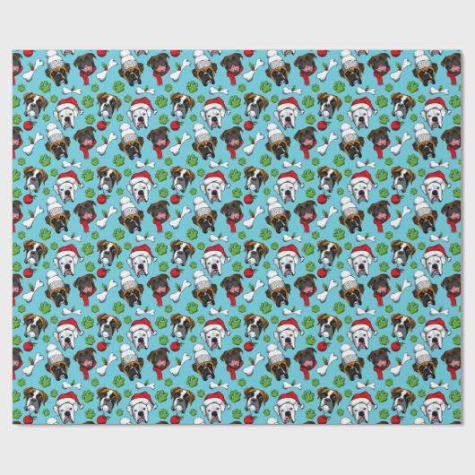 Boxer Dog Kerstmis Cadeaupapier (Vlak)