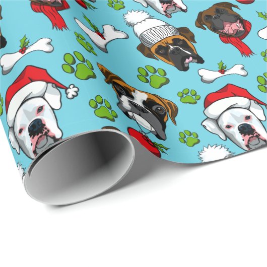 Boxer Dog Kerstmis Cadeaupapier (Rol Hoek)
