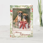 Boxer Dog Kerstmis Feestdagen Kaart (Voorkant)