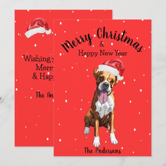Boxer Dog Kerstmis Feestdagenkaart (Voorkant / Achterkant)