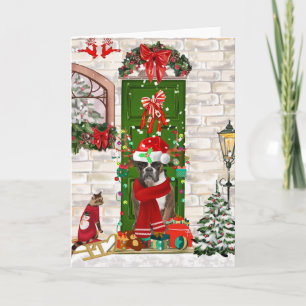 Boxer Dog Kerstmis Kaart