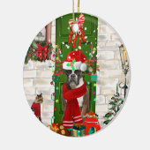 Boxer Dog Kerstmis Keramisch Ornament (Links)