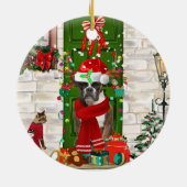 Boxer Dog Kerstmis Keramisch Ornament (Achterkant)