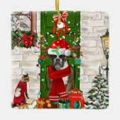 Boxer Dog Kerstmis Keramisch Ornament (Voorkant)