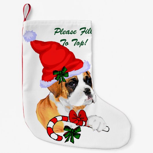 Boxer Dog Kerstmis Kleine Kerstsok (Voorkant)