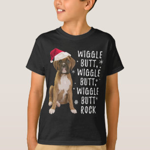 Boxer Dog Kerstmis - Wiggle Butt Rock T-shirt