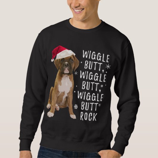 Boxer Dog Kerstmis - Wiggle Butt Rock Trui (Voorkant)