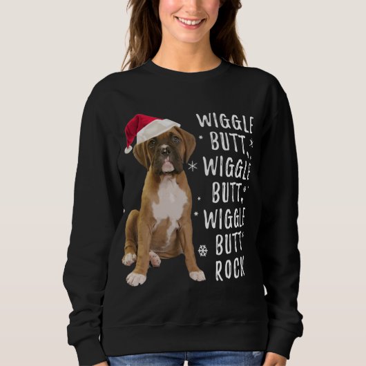 Boxer Dog Kerstmis - Wiggle Butt Rock Trui (Voorkant)
