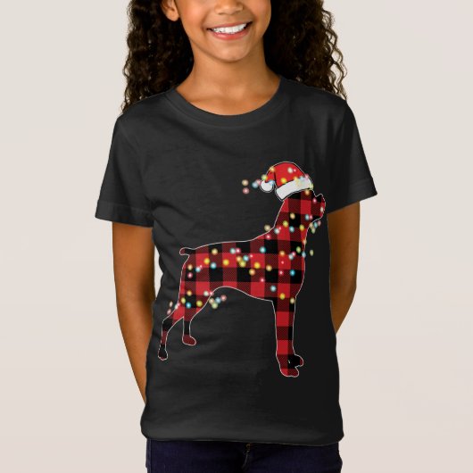 Boxer Dog kerstrood met buffelpyjama's T-shirt (Voorkant)