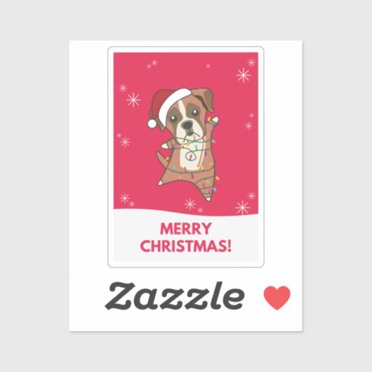 Boxer Dog Kerstwinter Winterdieren Dogs Stick Sticker (Vel)