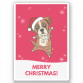 Boxer Dog Kerstwinter Winterdieren Dogs Stick Sticker (Voorkant)