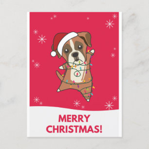 Boxer Dog Kerstwinter winterdieren Honden Feestdagenkaart