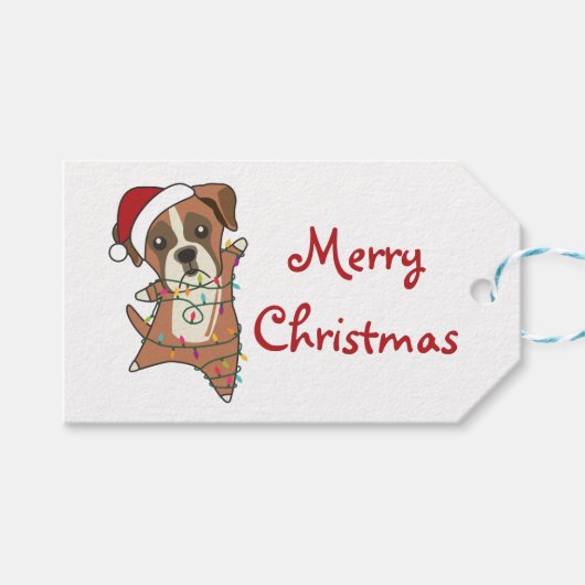 Boxer Dog Kerstwinter winterdieren Honden Truck Cadeaulabel (Voorkant (Horizontaal))