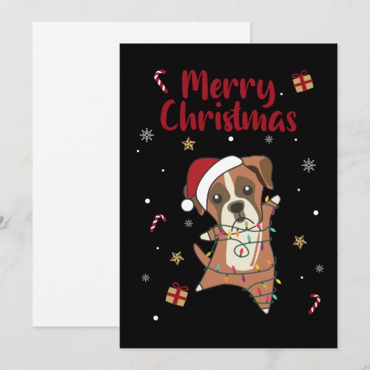 Boxer Dog kerstwinter winterdieren Honden volwasse Feestdagenkaart (Voorkant / Achterkant)