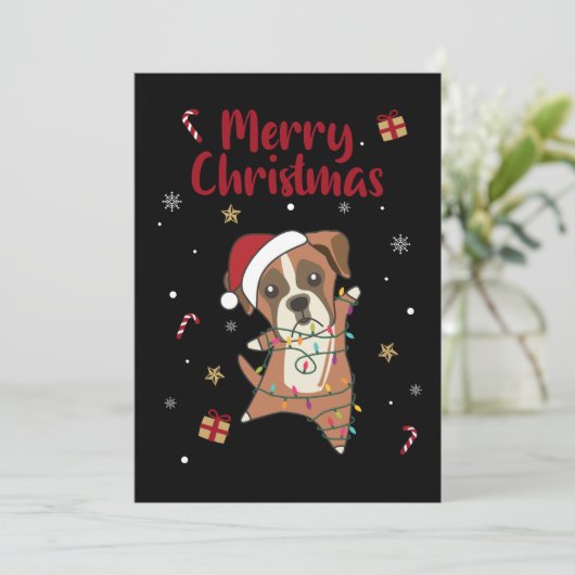 Boxer Dog kerstwinter winterdieren Honden volwasse Feestdagenkaart (Staand voorkant)