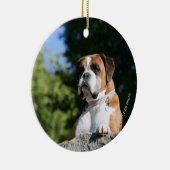 Boxer Dog Laying on a Rock Keramisch Ornament (Rechts)