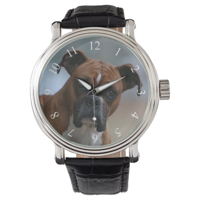 Boxer dog  lederen bandhorloge horloge (Voorkant)