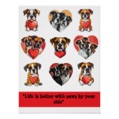 Boxer Dog Love - Romantische Waterverf Perfect Poster (Voorkant)