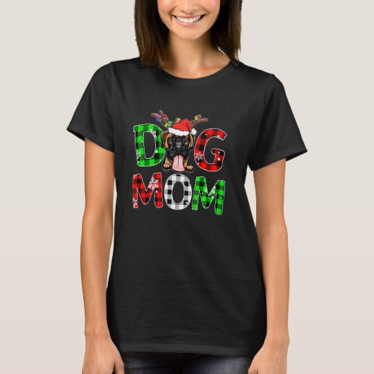 Boxer Dog mama Buffalo Pset Xmas Pajama Reindeer H T-shirt (Voorkant)