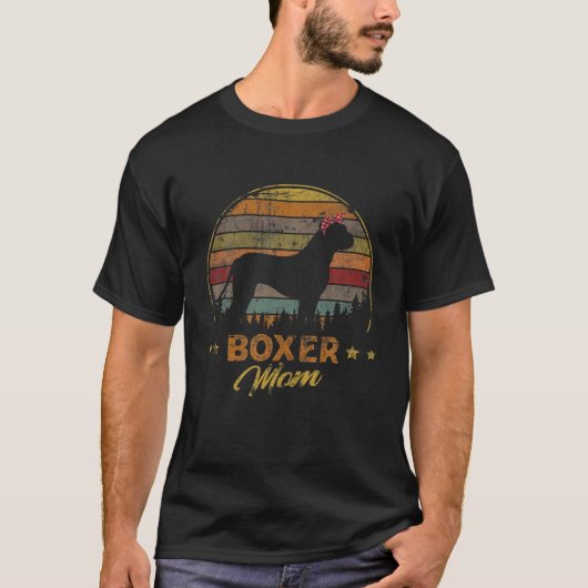 Boxer Dog mama Retro Dog Moederdag T-shirt (Voorkant)
