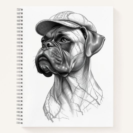Boxer Dog Marble Statue Vintage Style Notebook Notitieboek (Voorkant)