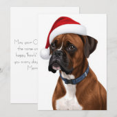 Boxer Dog Merry Christmas Santa Hat Art Feestdagenkaart (Voorkant / Achterkant)