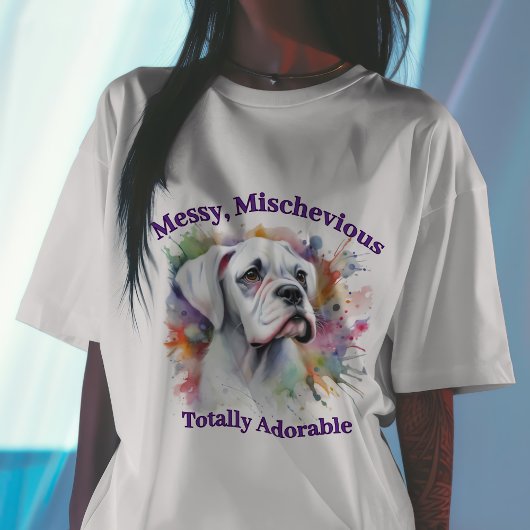 Boxer Dog Messy Mischievous Totaal Schattig T-shirt