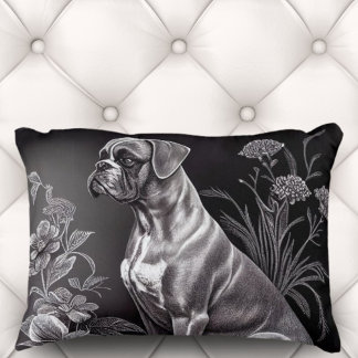  Boxer Dog met Floral Motif | Accent Pillow Accent Kussen