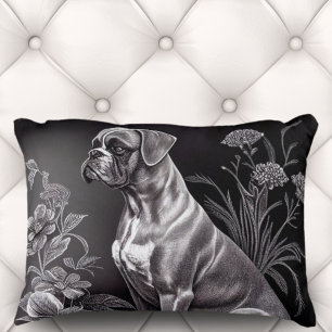  Boxer Dog met Floral Motif   Accent Pillow Kussen