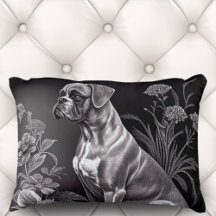 Boxer Dog met Floral Motif | Accent Pillow