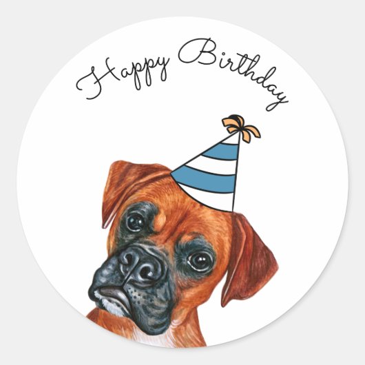 Boxer Dog met Pet Klassieke Ronde Sticker van de P (Voorkant)