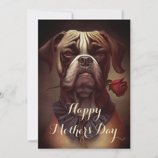 Boxer Dog met Roos Greeting Holiday Kaart (Voorkant)