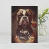 Boxer Dog met Roos Greeting Holiday Kaart (Staand voorkant)