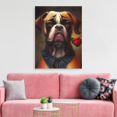 Boxer Dog met Roos olieverf | Canvas Art (Insitu (Woonkamer))