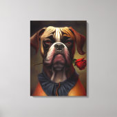Boxer Dog met Roos olieverf | Canvas Art Afdruk (Voorkant)
