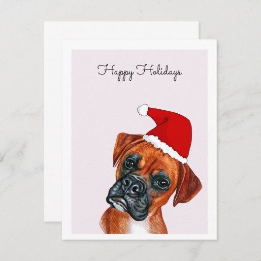 Boxer Dog met Santa Hat Kaart (Voorkant / Achterkant)