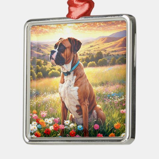 Boxer dog metalen ornament (Links)