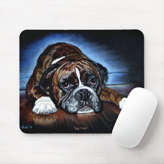 Boxer Dog Mousemat, Dog Tired Muismat (Met muis)