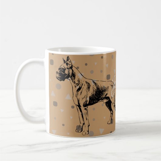 Boxer Dog Mug – Geometric Boxer Illustration Koffiemok (Links)