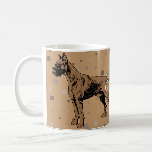 Boxer Dog Mug – Modern Geometric Boxer Illustratio Koffiemok (Links)