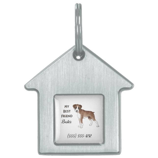 Boxer Dog My Best Friend Custom Dog House Name Huisdieren Naamplaatje (Voorkant)