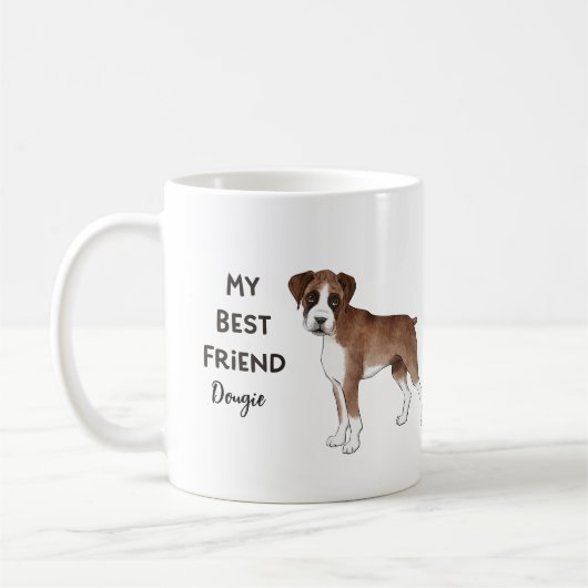 Boxer Dog My Best Friend Custom Pet Name Koffiemok (Links)