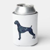 Boxer Dog Natural Ears Black Waterverf Silhouette Blikjeskoeler (Blikje Voorkant)